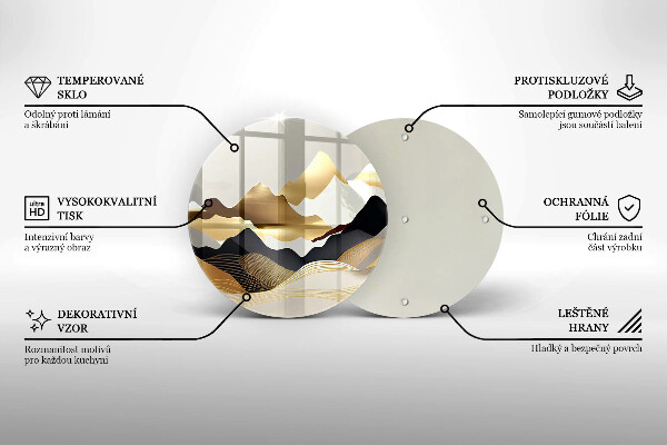 Tagliere in vetro temperato Montagne dorate astratte