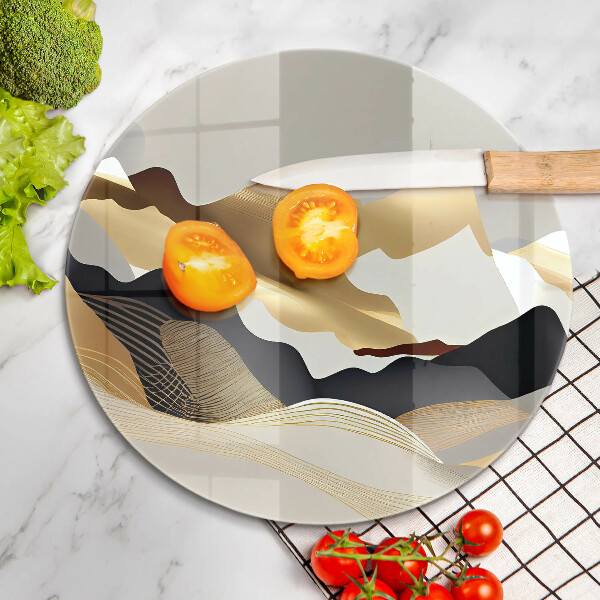 Tagliere in vetro temperato Montagne dorate astratte