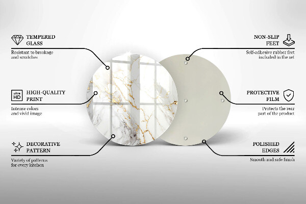 Tagliere in vetro temperato Marmo chiaro con oro