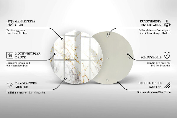 Tagliere in vetro temperato Marmo chiaro con oro