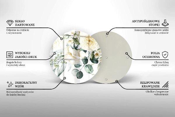 Tagliere in vetro temperato Fiori ad acquerelli