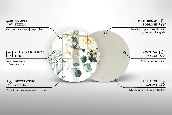 Tagliere in vetro temperato Fiori ad acquerelli