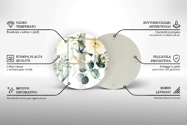 Tagliere in vetro temperato Fiori ad acquerelli