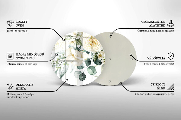 Tagliere in vetro temperato Fiori ad acquerelli