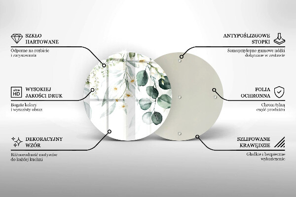 Tagliere in vetro temperato Piante ad acquerello