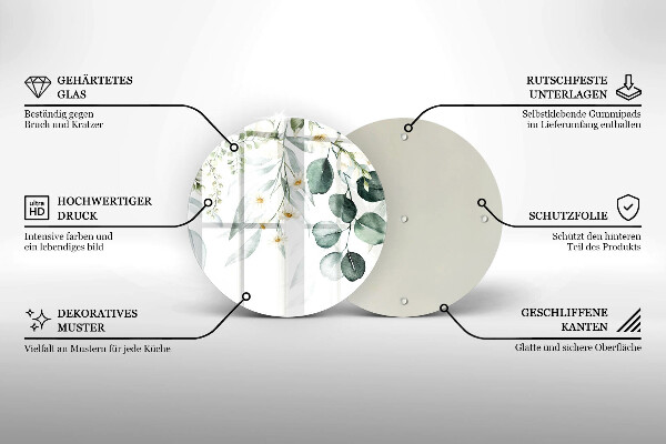 Tagliere in vetro temperato Piante ad acquerello