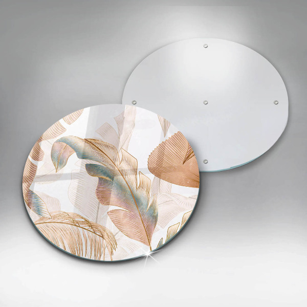 Tagliere in vetro temperato Piume e foglie boho