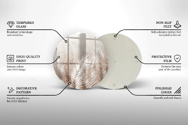Tagliere in vetro temperato Foglie di vegetazione boho