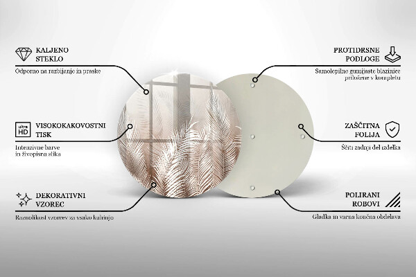 Tagliere in vetro temperato Foglie di vegetazione boho