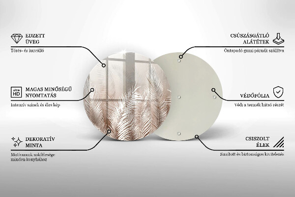 Tagliere in vetro temperato Foglie di vegetazione boho