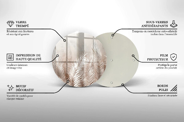 Tagliere in vetro temperato Foglie di vegetazione boho