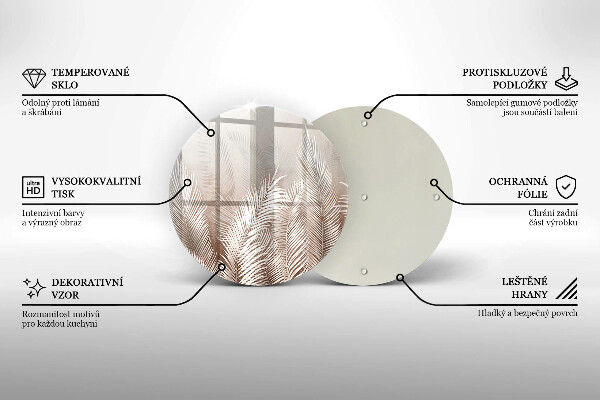 Tagliere in vetro temperato Foglie di vegetazione boho