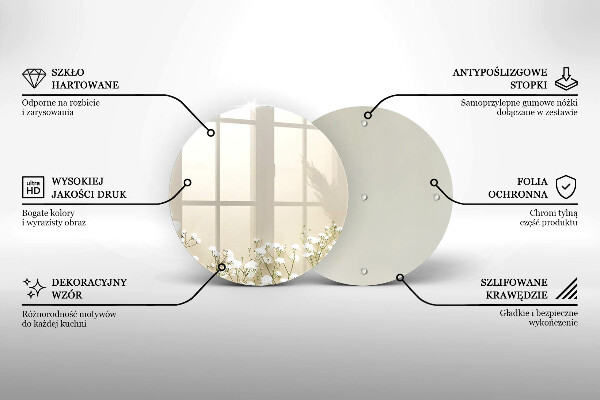 Tagliere in vetro temperato Fiori boho in gesso