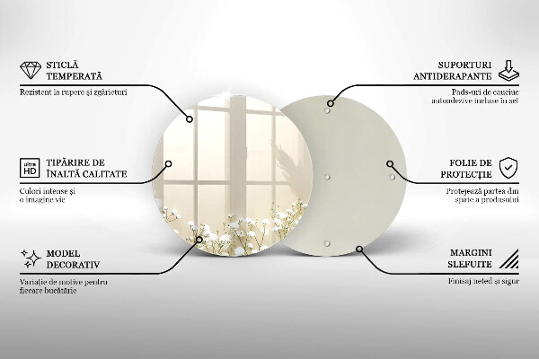 Tagliere in vetro temperato Fiori boho in gesso