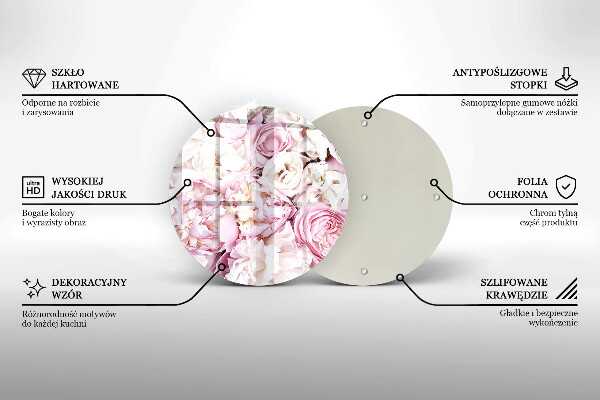 Tagliere in vetro Mazzo di peonia