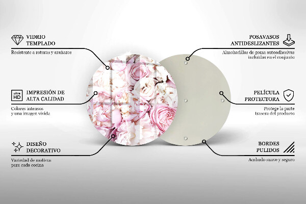 Tagliere in vetro Mazzo di peonia