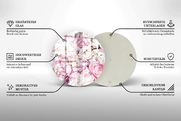 Tagliere in vetro Mazzo di peonia