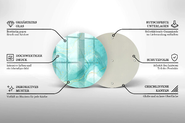 Tagliere in vetro Astrazione blu e oro