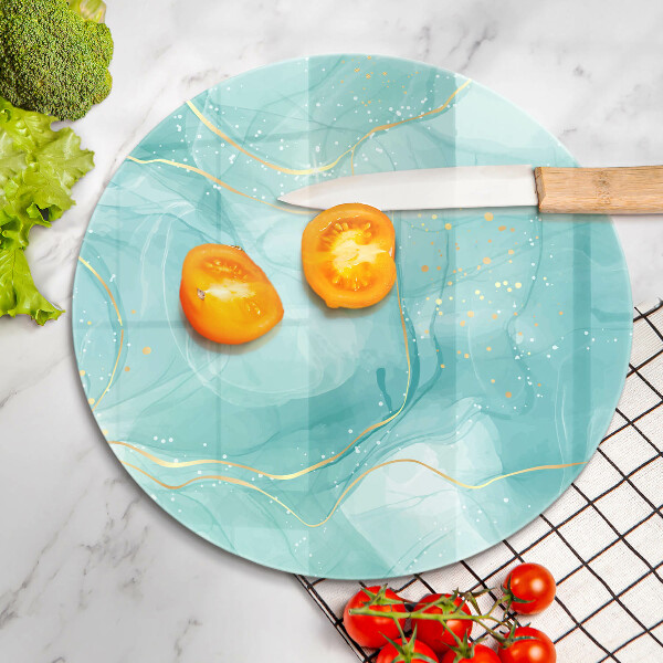 Tagliere in vetro Astrazione blu e oro