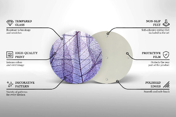 Tagliere in vetro Foglie con venature
