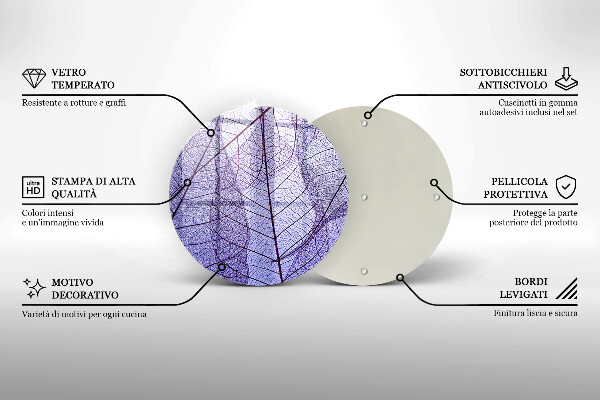 Tagliere in vetro Foglie con venature