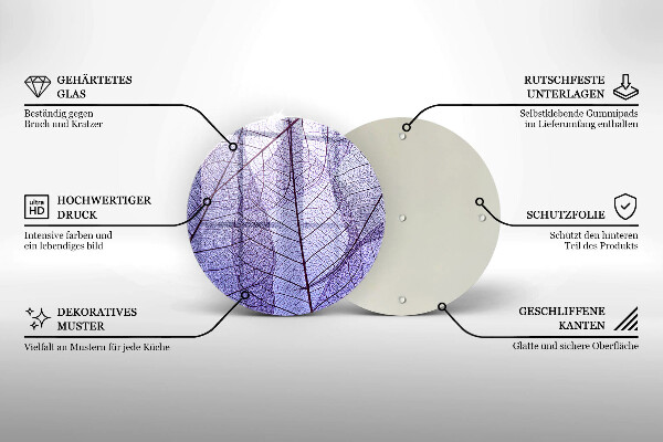 Tagliere in vetro Foglie con venature
