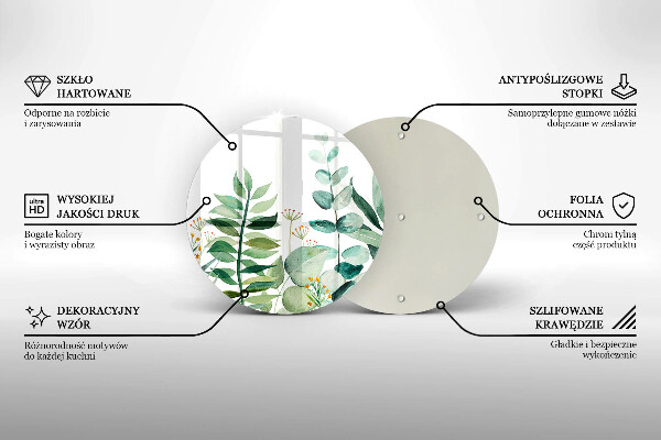 Tagliere in vetro Illustrazione delle foglie delle piante