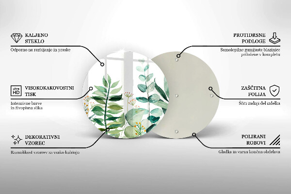 Tagliere in vetro Illustrazione delle foglie delle piante