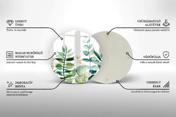 Tagliere in vetro Illustrazione delle foglie delle piante