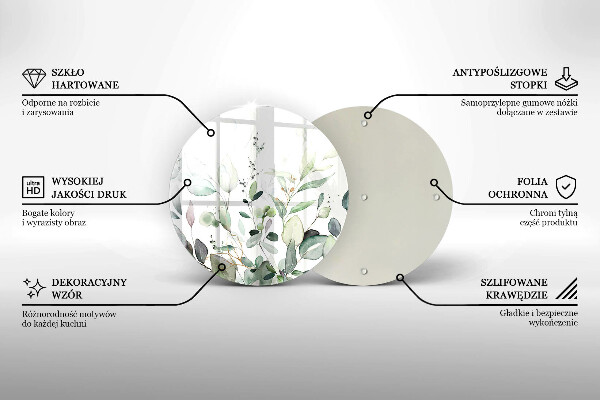 Tagliere in vetro Piante ad acquerello