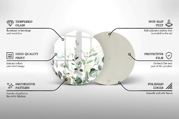 Tagliere in vetro Piante ad acquerello