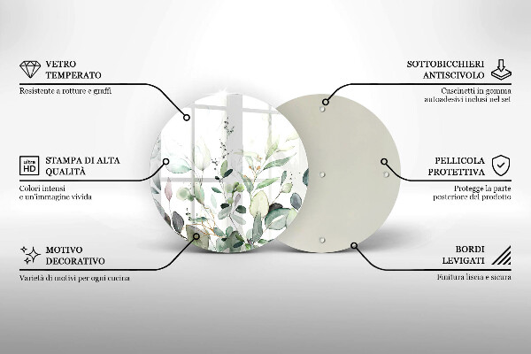 Tagliere in vetro Piante ad acquerello