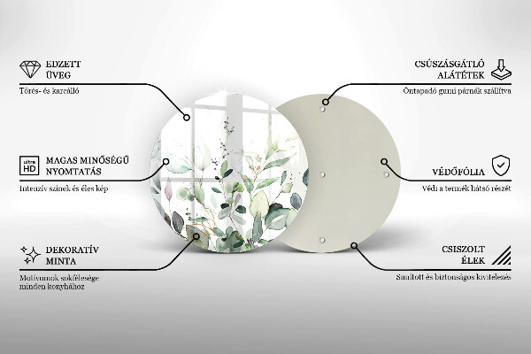 Tagliere in vetro Piante ad acquerello