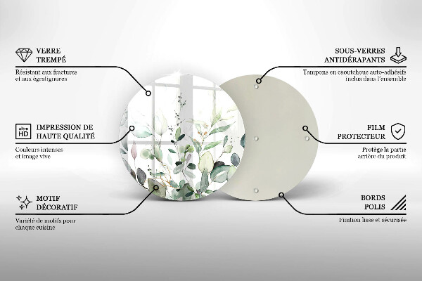 Tagliere in vetro Piante ad acquerello