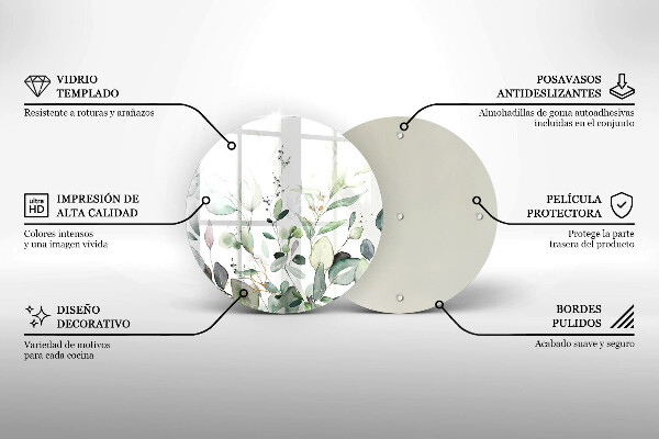 Tagliere in vetro Piante ad acquerello