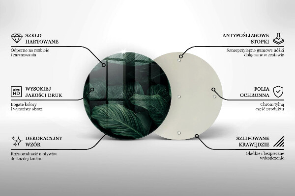 Tagliere in vetro Foglie scure