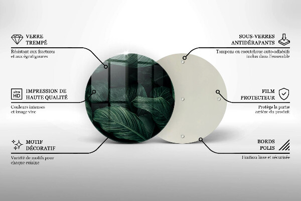 Tagliere in vetro Foglie scure