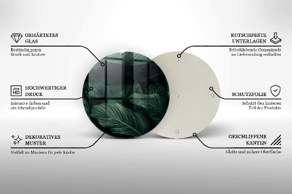 Tagliere in vetro Foglie scure