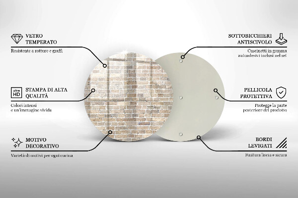 Tagliere in vetro Muro di mattoni luminosi