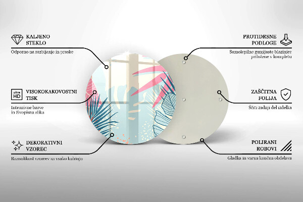 Tagliere in vetro Foglie pastello