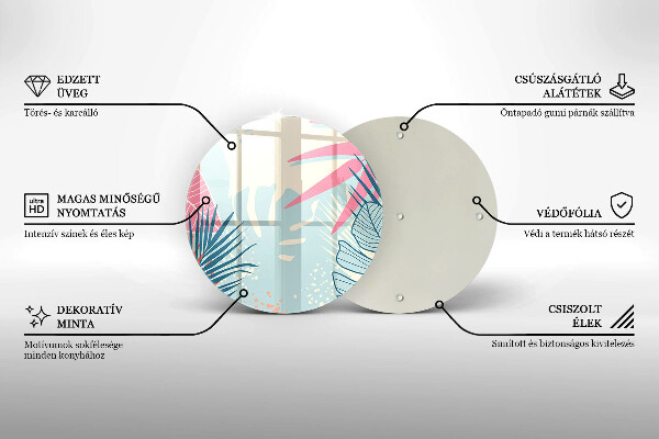 Tagliere in vetro Foglie pastello