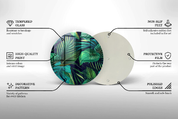 Tagliere in vetro Illustrazione delle foglie della giungla