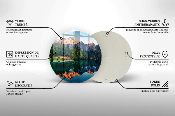 Tagliere in vetro Foresta e lago di montagna