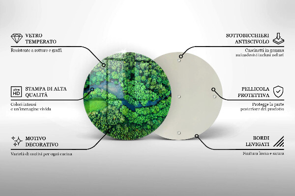 Tagliere in vetro Foresta e fiume da una vista a volo d'uccello