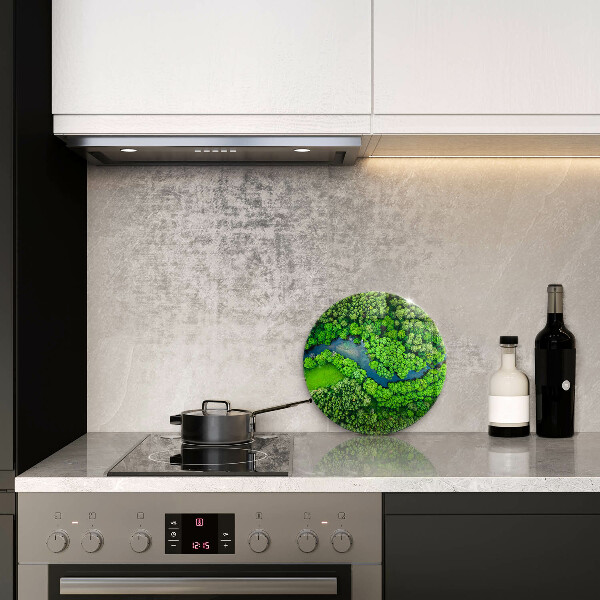 Tagliere in vetro Foresta e fiume da una vista a volo d'uccello