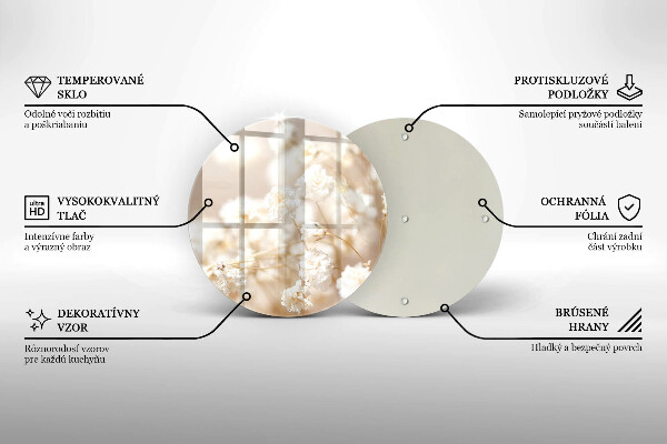 Tagliere in vetro Delicati fiori bianchi