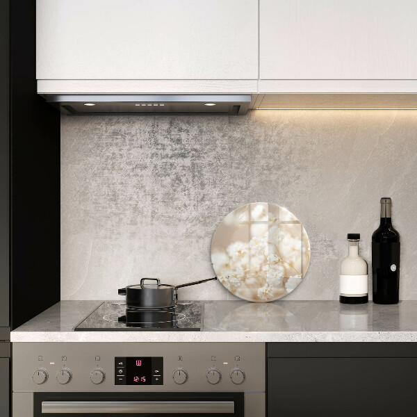 Tagliere in vetro Delicati fiori bianchi