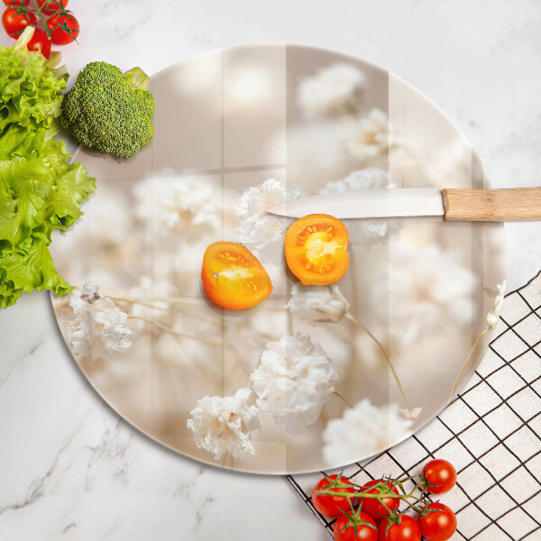 Tagliere in vetro Delicati fiori bianchi