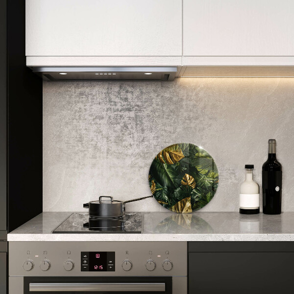 Tagliere in vetro Foglie dorate di monstera