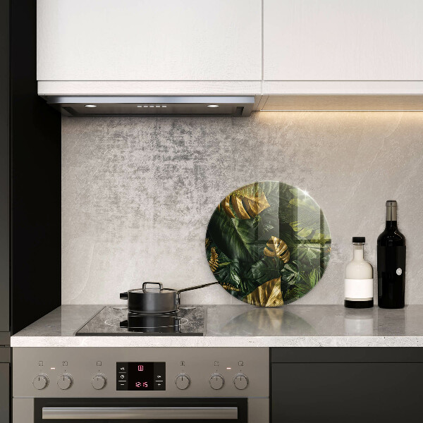 Tagliere in vetro Foglie dorate di monstera